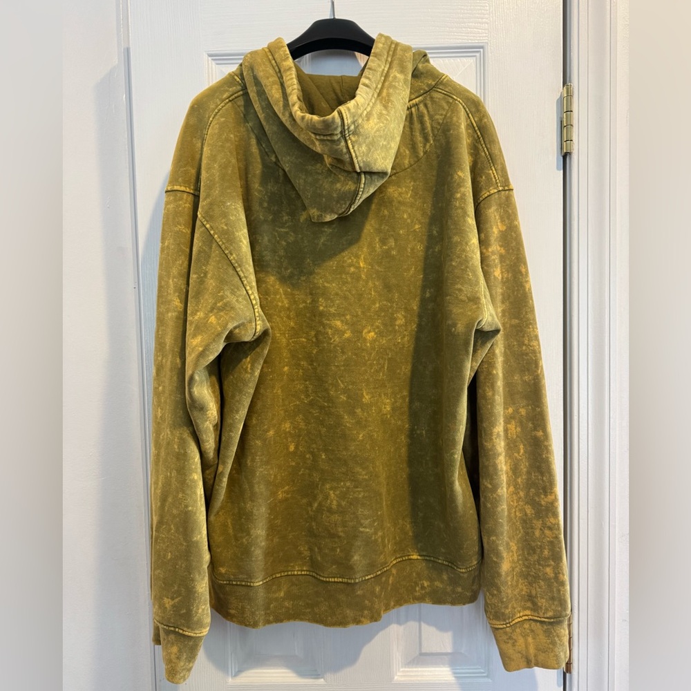 Myrtle Beach South Carolina Olive Green Mustard Acid Wash Hoodie Vacation Size L - Picture 4 of 6